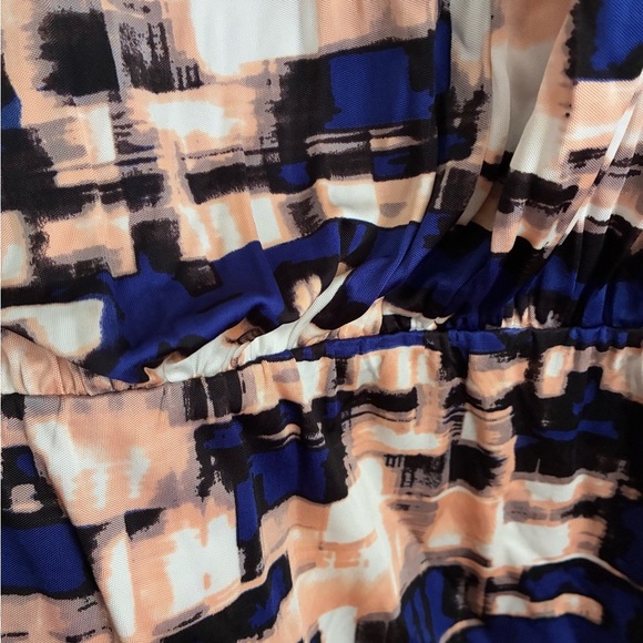 Parker Blouson Catalina Dress Stretch Drape Faux Wrap Watercolor Dolman Sleeve S - Picture 8 of 16